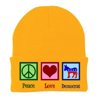 Peace Love Democrat Donkey Cute Democratic Party Gift Knit Cap Winter Beanie