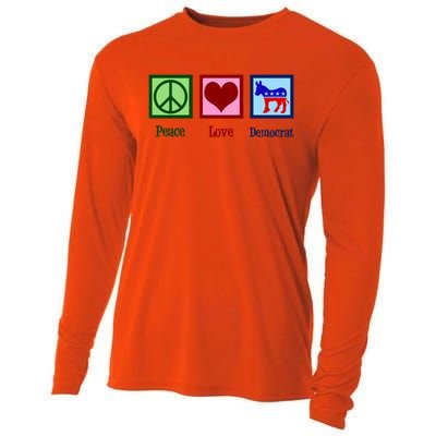 Peace Love Democrat Donkey Cute Democratic Party Gift Cooling Performance Long Sleeve Crew