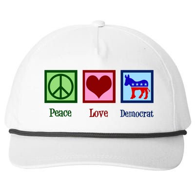 Peace Love Democrat Donkey Cute Democratic Party Gift Snapback Five-Panel Rope Hat