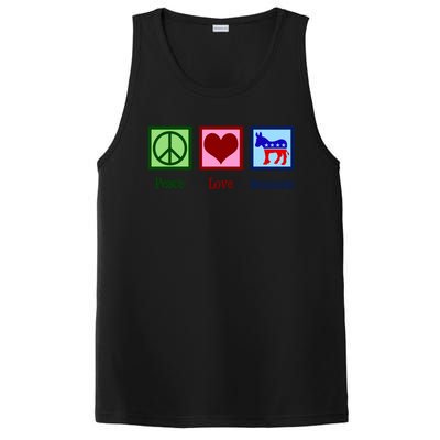 Peace Love Democrat Donkey Cute Democratic Party Gift PosiCharge Competitor Tank