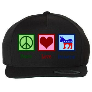 Peace Love Democrat Donkey Cute Democratic Party Gift Wool Snapback Cap