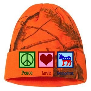 Peace Love Democrat Donkey Cute Democratic Party Gift Kati Licensed 12" Camo Beanie