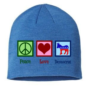 Peace Love Democrat Donkey Cute Democratic Party Gift Sustainable Beanie