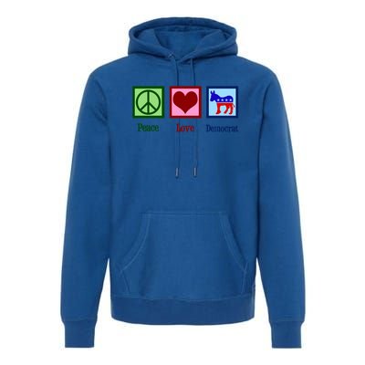 Peace Love Democrat Donkey Cute Democratic Party Gift Premium Hoodie