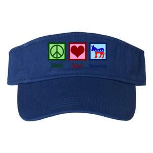 Peace Love Democrat Donkey Cute Democratic Party Gift Valucap Bio-Washed Visor