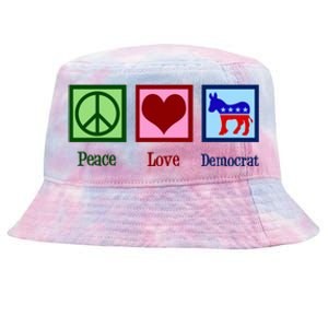 Peace Love Democrat Donkey Cute Democratic Party Gift Tie-Dyed Bucket Hat