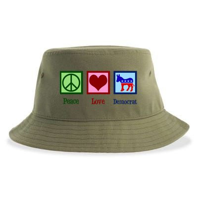 Peace Love Democrat Donkey Cute Democratic Party Gift Sustainable Bucket Hat