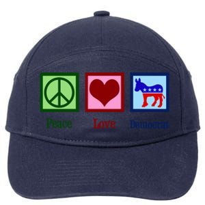 Peace Love Democrat Donkey Cute Democratic Party Gift 7-Panel Snapback Hat