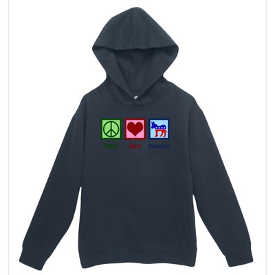 Peace Love Democrat Donkey Cute Democratic Party Gift Urban Pullover Hoodie