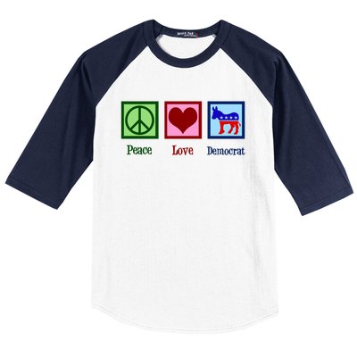 Peace Love Democrat Donkey Cute Democratic Party Gift Baseball Sleeve Shirt