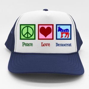 Peace Love Democrat Donkey Cute Democratic Party Gift Trucker Hat