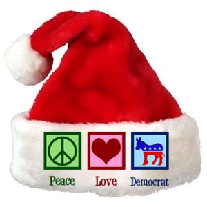 Peace Love Democrat Donkey Cute Democratic Party Gift Premium Christmas Santa Hat