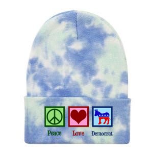 Peace Love Democrat Donkey Cute Democratic Party Gift Tie Dye 12in Knit Beanie