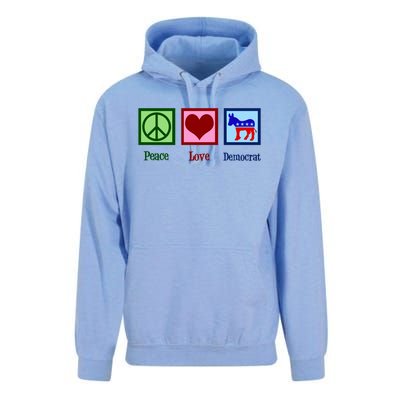 Peace Love Democrat Donkey Cute Democratic Party Gift Unisex Surf Hoodie