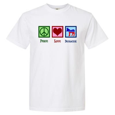 Peace Love Democrat Donkey Cute Democratic Party Gift Garment-Dyed Heavyweight T-Shirt