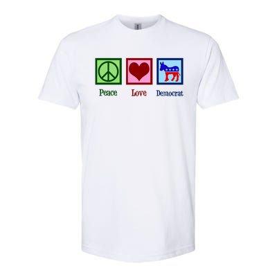 Peace Love Democrat Donkey Cute Democratic Party Gift Softstyle CVC T-Shirt