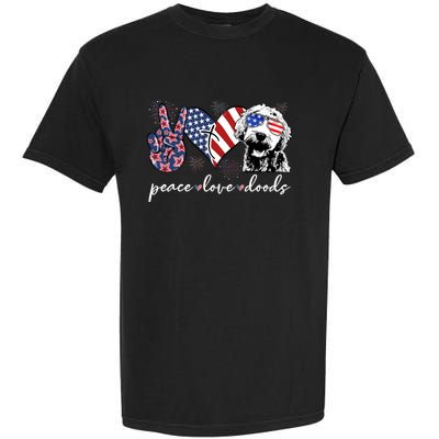 Peace Love Doods Goldendoodle Usa Flag Doodle 4th Of July Garment-Dyed Heavyweight T-Shirt