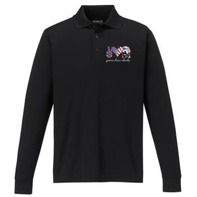 Peace Love Doods Goldendoodle Usa Flag Doodle 4th Of July Performance Long Sleeve Polo