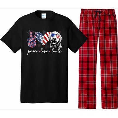 Peace Love Doods Goldendoodle Usa Flag Doodle 4th Of July Pajama Set