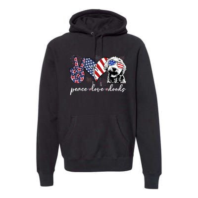 Peace Love Doods Goldendoodle Usa Flag Doodle 4th Of July Premium Hoodie