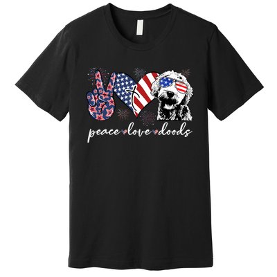 Peace Love Doods Goldendoodle Usa Flag Doodle 4th Of July Premium T-Shirt