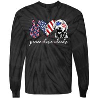 Peace Love Doods Goldendoodle Usa Flag Doodle 4th Of July Tie-Dye Long Sleeve Shirt