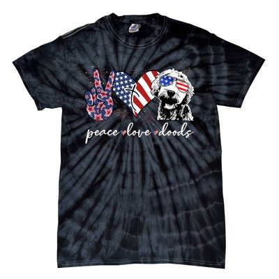 Peace Love Doods Goldendoodle Usa Flag Doodle 4th Of July Tie-Dye T-Shirt