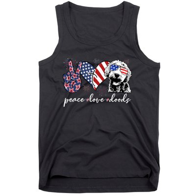 Peace Love Doods Goldendoodle Usa Flag Doodle 4th Of July Tank Top