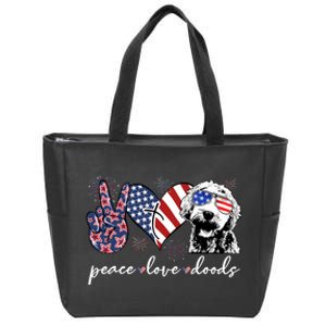 Peace Love Doods Goldendoodle Usa Flag Doodle 4th Of July Zip Tote Bag