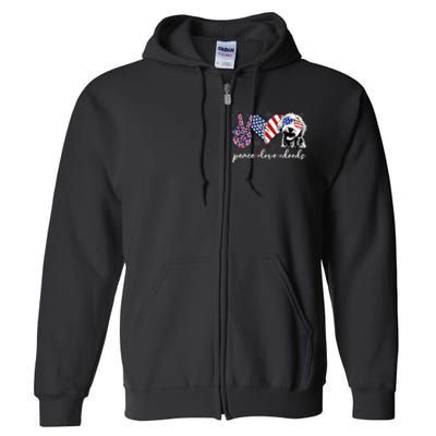 Peace Love Doods Goldendoodle Usa Flag Doodle 4th Of July Full Zip Hoodie