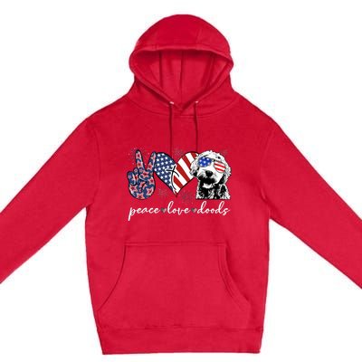 Peace Love Doods Goldendoodle Usa Flag Doodle 4th Of July Premium Pullover Hoodie