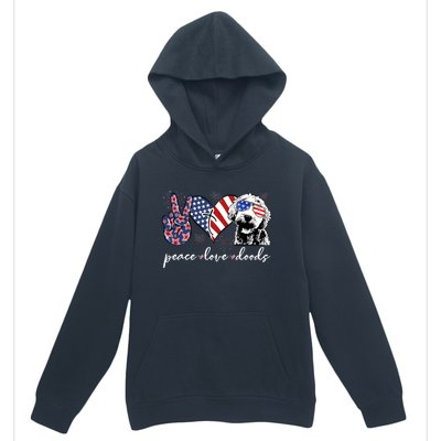 Peace Love Doods Goldendoodle Usa Flag Doodle 4th Of July Urban Pullover Hoodie