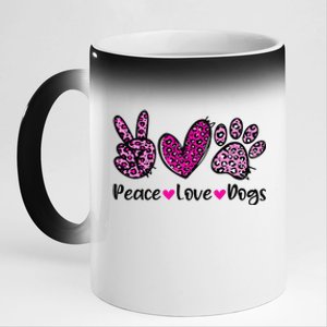 Peace Love Dogs Leopard Dog Paw Dog Mom Cute Mother's Day 11oz Black Color Changing Mug