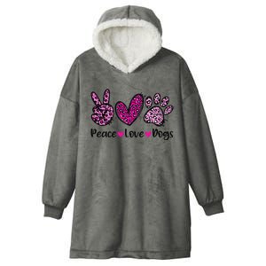 Peace Love Dogs Leopard Dog Paw Dog Mom Cute Mother's Day Hooded Wearable Blanket