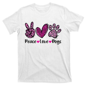 Peace Love Dogs Leopard Dog Paw Dog Mom Cute Mother's Day T-Shirt