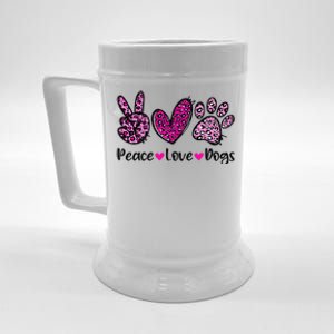 Peace Love Dogs Leopard Dog Paw Dog Mom Cute Mother's Day Beer Stein