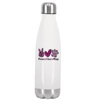 Peace Love Dogs Leopard Dog Paw Dog Mom Cute Mother's Day Stainless Steel Insulated Water Bottle