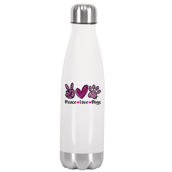 Peace Love Dogs Leopard Dog Paw Dog Mom Cute Mother's Day Stainless Steel Insulated Water Bottle