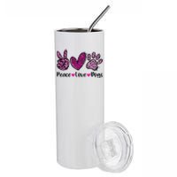 Peace Love Dogs Leopard Dog Paw Dog Mom Cute Mother's Day Stainless Steel Tumbler