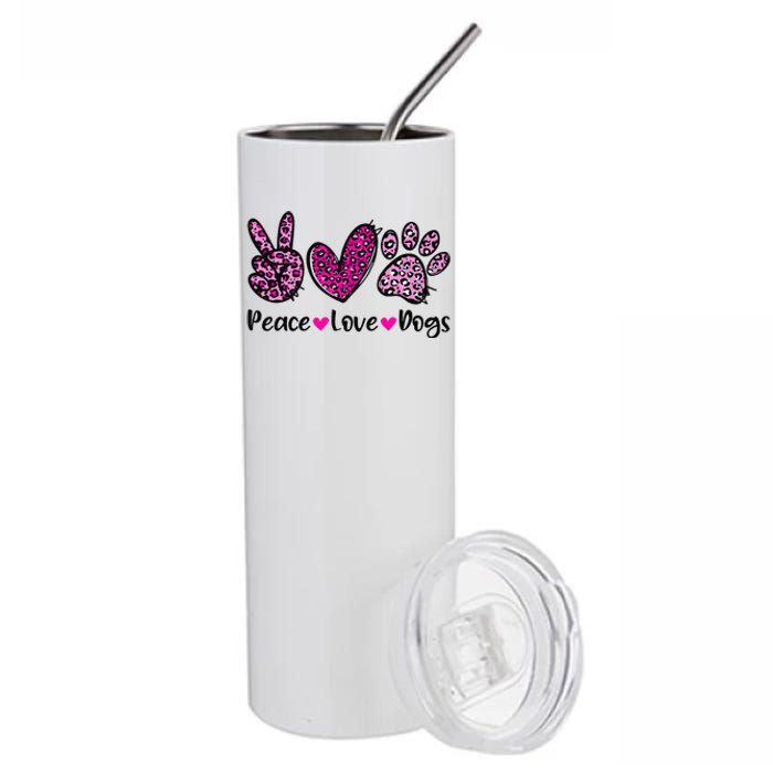 Peace Love Dogs Leopard Dog Paw Dog Mom Cute Mother's Day Stainless Steel Tumbler