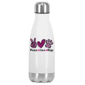 Peace Love Dogs Leopard Dog Paw Dog Mom Cute Mother's Day Stainless Steel Insulated Water Bottle