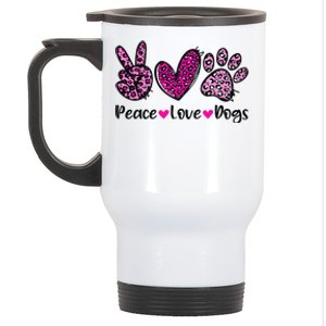 Peace Love Dogs Leopard Dog Paw Dog Mom Cute Mother's Day Stainless Steel Travel Mug