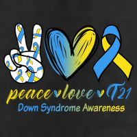 Peace Love Down Syndrome Ribbon 11oz C Handle Ceramic Mug