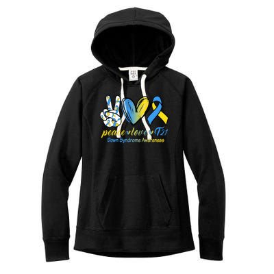 Peace Love Down Syndrome Ribbon Women's Fleece Hoodie