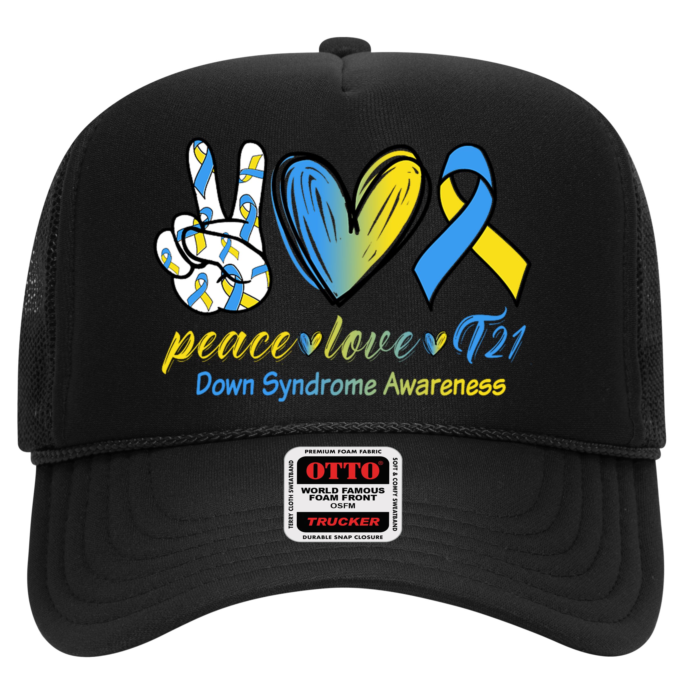 Peace Love Down Syndrome Ribbon Hat