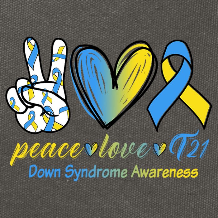 Peace Love Down Syndrome Ribbon Cotton Canvas Backpack