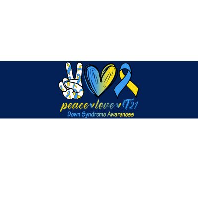 Peace Love Down Syndrome Ribbon Bumper Sticker