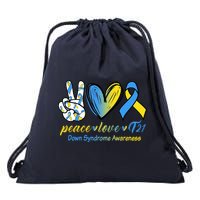 Peace Love Down Syndrome Ribbon Drawstring Bag