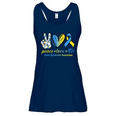 Peace Love Down Syndrome Ribbon Ladies Essential Flowy Tank