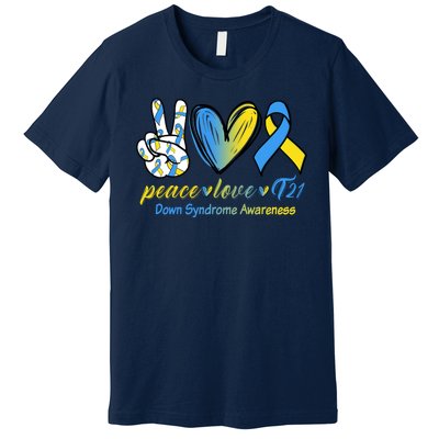 Peace Love Down Syndrome Ribbon Premium T-Shirt